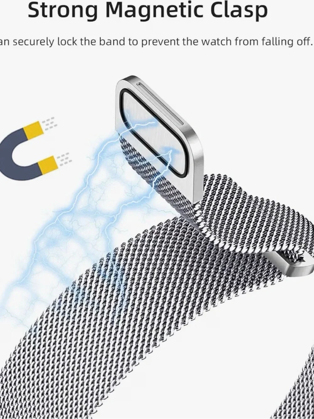 Magnetic Stainless Steel Mesh Band for Apple Watch - Silver